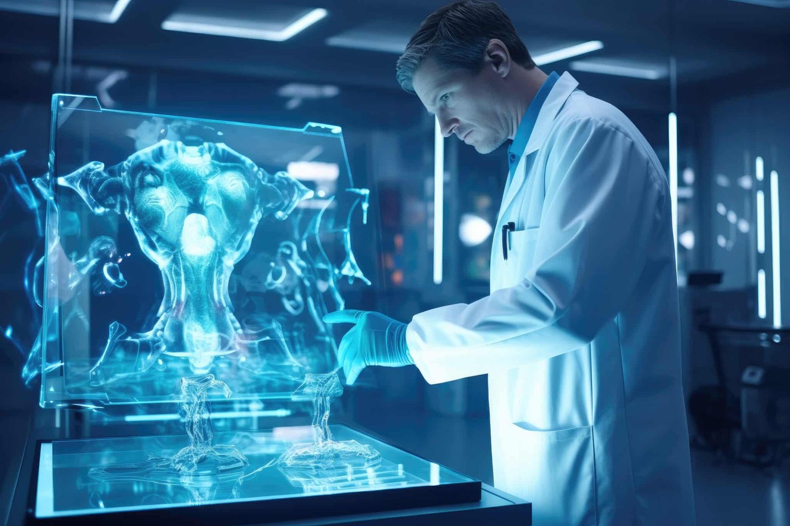 Doctor at futuristic lab