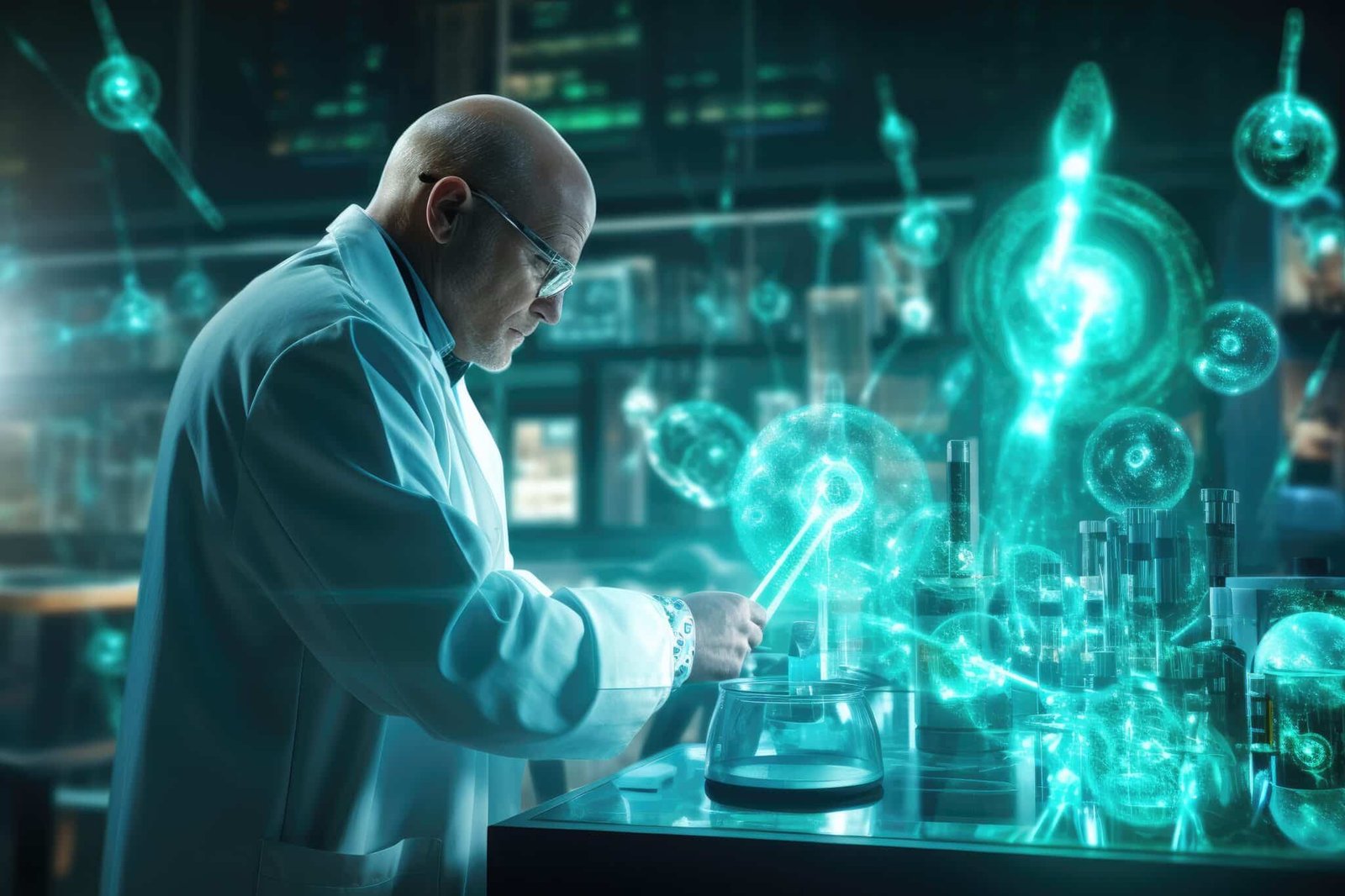 Doctor at futuristic lab